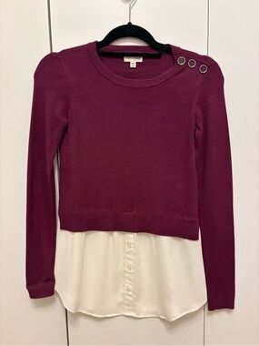 Maison Jules Button-Shoulder Layered Sweater Shirt